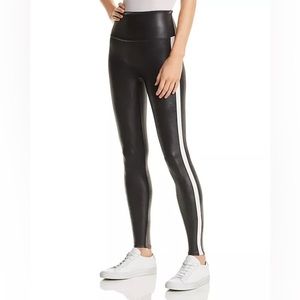 Spanx Faux leather striped leggings